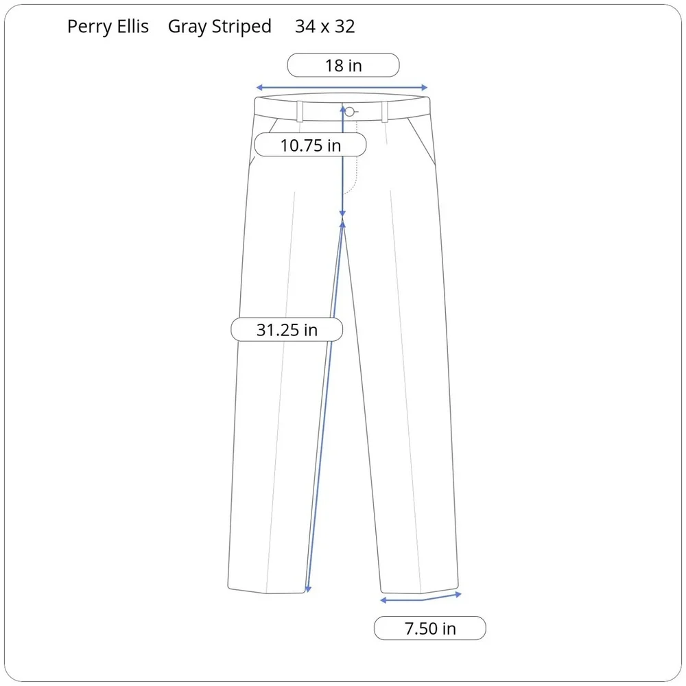 New Perry Ellis Portfolio Slim Flat Front Pants Men 34 x 32 Gray Striped Stretch